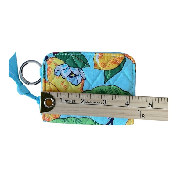 Vera Bradley Zip ID Case Lemon Print Keychain Wallet - Picture 6 of 7